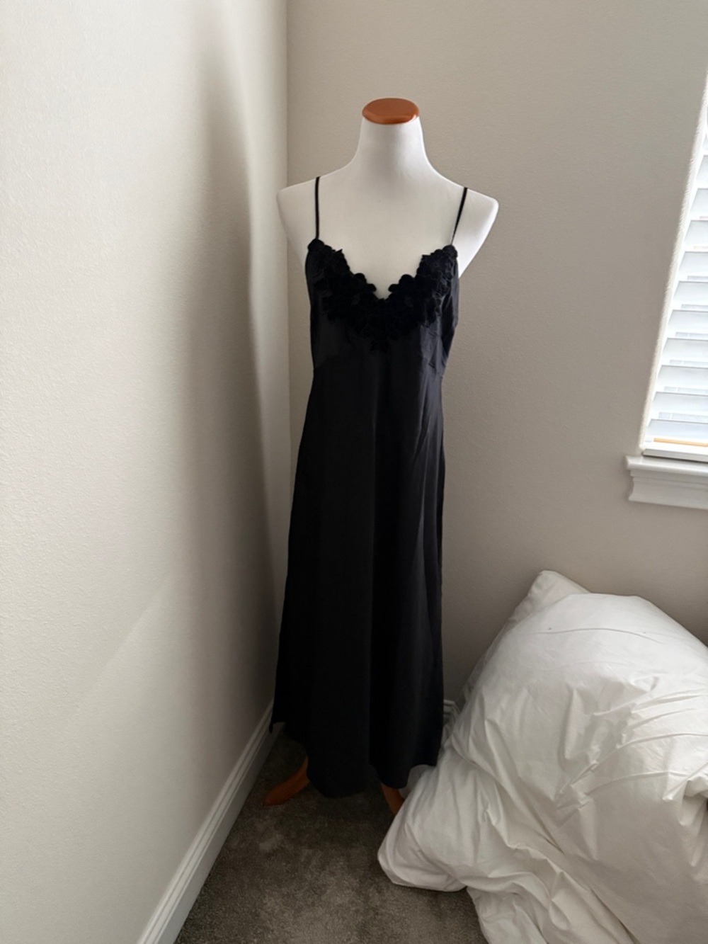 INC International Concepts Black Lace-Trim Slip